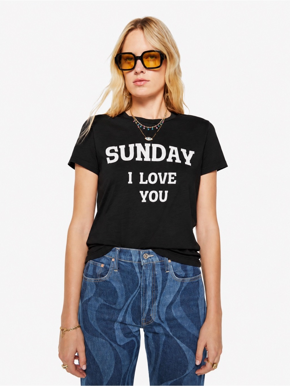 NEW Wildfox Sunday I Love You Tee Black Crewneck Short Sleeve Shirt  762